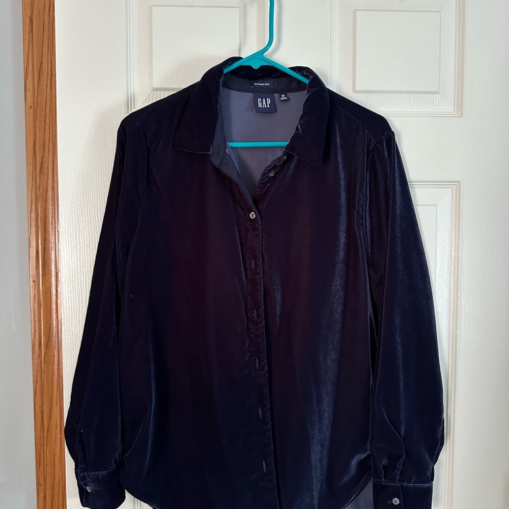 GAP Navy Blue Velvet Blouse